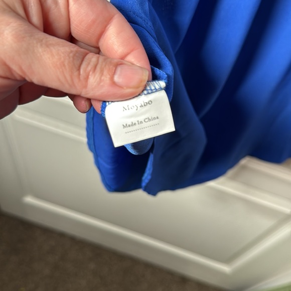 Moyabo Womens Sleeveless V Neck Zip Up Chiffon Blouses  Blue Medium - Picture 6 of 9